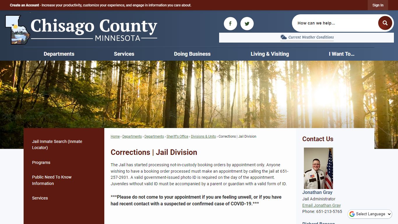 Corrections | Jail Division | Chisago County, MN - Official Website